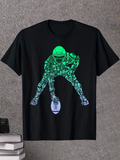 Men's T-Shirt Electric Neon Glow Silhouette Made Of Shapes Football Player