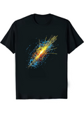 Men's T-Shirt Electric Neon Bursts With Blue Sparks Centered Dynamic Explosion
