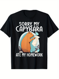 Men's T-Shirt Sorry My Capybara Ate My Homework Cartoon Capybara With Funny Paper