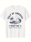 Men's T-Shirt Gulf Of America Palm Trees Ocean Wave Tropical Print T Shirt
