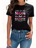 Women's T-Shirt I Have Two Titles Colorful Hearts With Playful Lettering Mom And Granny T Shirt