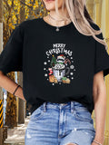 Women's T-Shirt Merry Christmas Festive Season With Cookies Tree And Hot Cocoa Mug