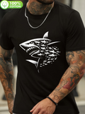 Men's T-Shirt Dynamic Shoal Of Small Fishes Forming A Large Shark