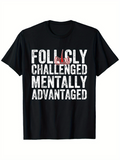 Men's T-Shirt Bold Distressed Block Letters With Red Comical Wig Graphic Text
