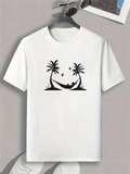 Men's T-Shirt Relaxing Under Palm Trees With Birds In Gentle Breeze Hammock