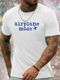Men's T-Shirt Airplane Mode Clean White Tee With Playful Blue Text And Minimalist Airplane Icon