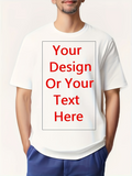 Men's T-Shirt Your Design Or Your Text Here Minimalist Layout On White Cotton T Shirt