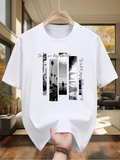 Men's T-Shirt Palm Trees At Sunset With Silhouetted Street Lamps And People
