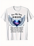 Men's T-Shirt For My Son In Heaven Radiant Heart With Angel Wings Surrounded By Heavenly Light