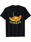 Men's T-Shirt Sea Pancake With Cute Smiling Cartoon Stingray Under Yellow Letters