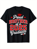 Men's T-Shirt Proud Brother Of A 2025 Graduate With Diploma Graphics Graduation Cap