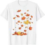 Men's T-Shirt Crisp Autumn Breeze With Scattered Windswept Colorful Falling Leaves