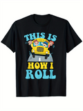 Men's T-Shirt This Is How I Roll Cheerful Kids On Playful School Bus