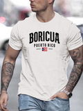 Men's T-Shirt Boricua Puerto Rico Symbolic Emblem With Flag And Bold Letters