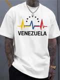 Men's T-Shirt Venezuela Bold Text With Colorful Wave Line And Stars T Shirt
