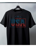 Men's T-Shirt Stars Stripes Freedom Text With Patriotic Framed Graphic USA