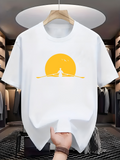 Men's T-Shirt Golden Sunset With Peaceful Lake And Tranquil Solitude Kayaker