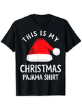 Men's T-Shirt This Is My Christmas Pajama Shirt Red Santa Hat With Fluffy White Trim Centered