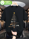 Men's T-Shirt Stacked Firearms Forming A Christmas Tree With Golden Star