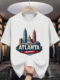 Men's T-Shirt Atlanta Cityscape With Tall Buildings Under Blue Sky Landmarks