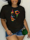 Women's T-Shirt Vivid Colorful Abstract Painted Face Graphic T Shirt