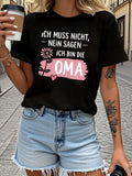 Women's T-Shirt Pink Daisy Beside Playful Script With Heart And Floral Accents Oma