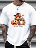 Men's T-Shirt Hey There Pumpkin Autumn Plaid Pumpkins With Halloween Jackolantern