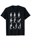 Men's T-Shirt Humorous Stick Figure Icons Featuring Nine Sitting Posture Variations
