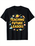 Men's T-Shirt Teaching Future Leaders Surrounded By Planets Stars Clouds And Shining Sun
