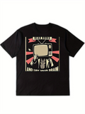 Men's T-Shirt Read Books Retro Poster Style With Hand Holding Television