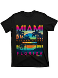Men's T-Shirt Miami Golden Coast Sunset With Palm Trees By The Ocean Florida