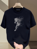 Men's T-Shirt Dynamic Energy With Abstract Lines Forming Running Horse