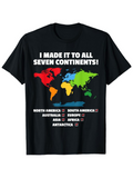 Men's T-Shirt I Made It To All Seven Continents Colorful Map With Highlighted Checklist World