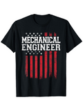Men's T-Shirt Mechanical Engineer Bold Letters With Distressed American Flag Graphic Design Shirt