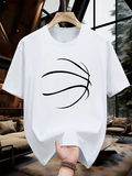 Men's T-Shirt Minimalist Black Line Design On Classic Sporty Basketball