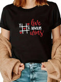 Women's T-Shirt Love Always Wins With Hearts And Tic Tac Toe Graphic