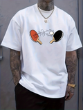 Men's T-Shirt Spinning Ball With Motion And Two Table Tennis Rackets