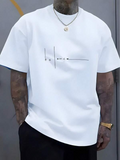 Men's T-Shirt Minimal Letters With Line Graphic On White T Shirt