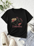 Women's T-Shirt Be Mine Valentine Heart Shape With Rose And Hat