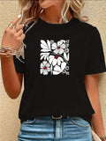 Women's T-Shirt Delicate Blossoms With Modern Sketch Lines Framing The Center Flower