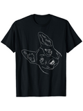 Men's T-Shirt Minimalist White Line Art On Black With Curious Dog Head