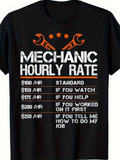 Men's T-Shirt Mechanic Hourly Rate Table With Wrenches Stars And Bold Letters