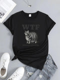 Women's T-Shirt WTF Playful Striped Cat With Humorous Surprise Face Cat