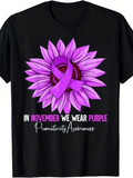 Men's T-Shirt In November We Wear Purple Blossom Sunflower With Awareness Ribbon