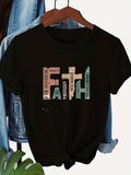 Women's T-Shirt Faith With Crosses And Inspirational Bible Verses Printed Letters