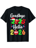 Men's T-Shirt Goodbye 2025 Hello 2026 Colorful Festive Holiday Elements And Ornament Number Design
