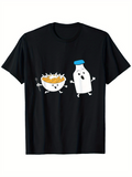 Men's T-Shirt Dancing Animated Cereal Bowl And Milk Bottle With Smiling Happy Faces