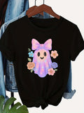 Women's T-Shirt Pastel Ghost With Flowers And Pink Bow Surrounded By Blossoms Ghost