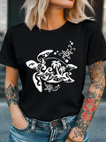 Women's T-Shirt Whimsical Island Breeze With Palm Trees And Spiraling Sea Turtle