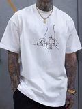 Men's T-Shirt Minimalist Line Art With Intertwined Hands Drawing